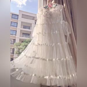 Boutique Couture made wedding dress with ribbon and jewelry
